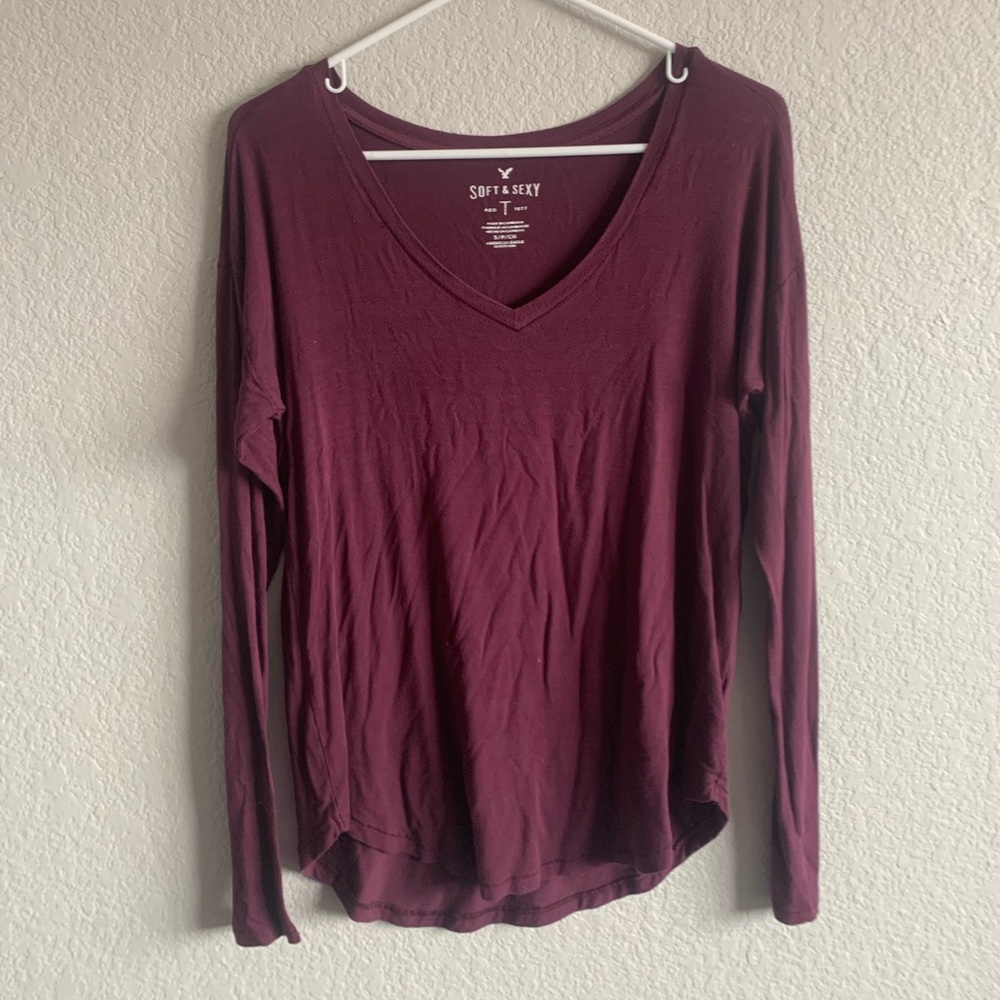 Maroon Long Sleeve V-neck